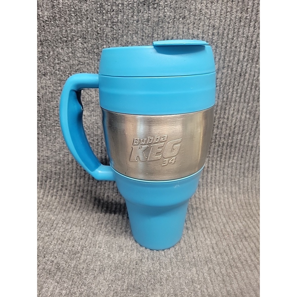 Bubba Keg 34 oz‎ - Insulated Travel Mug Blue With Chrome And Flip-Top Lid - Picture 2 of 6